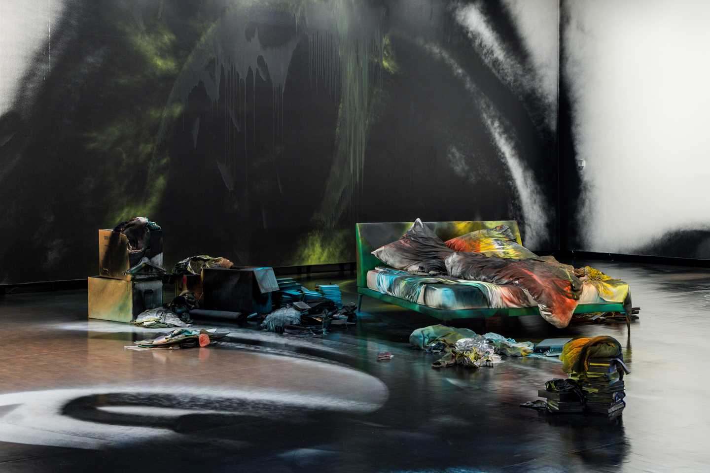 Black Bed by Katharina Grosse. Photograph.