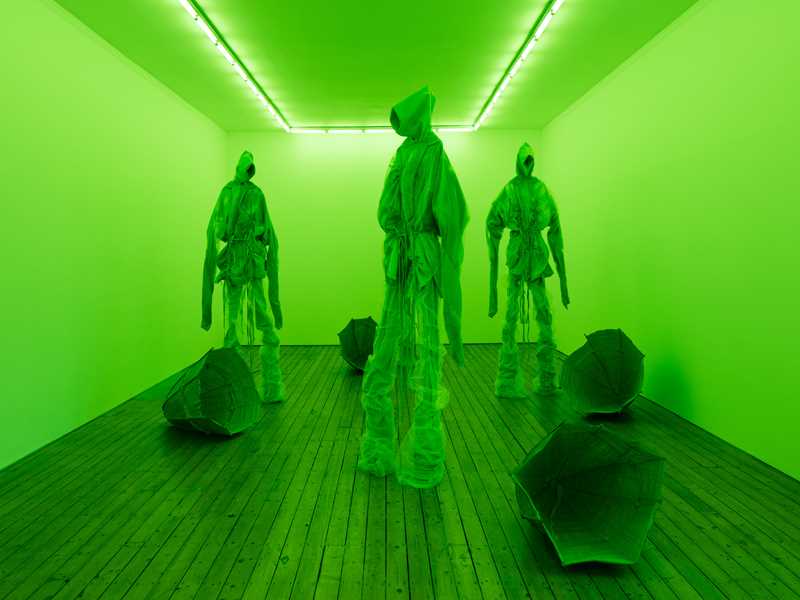 Sandra Mujinga, installation view of Spectral Keepers at The Approach, London (2021). Photo by Lewis Ronald. Courtesy the artist and The Approach, London.
