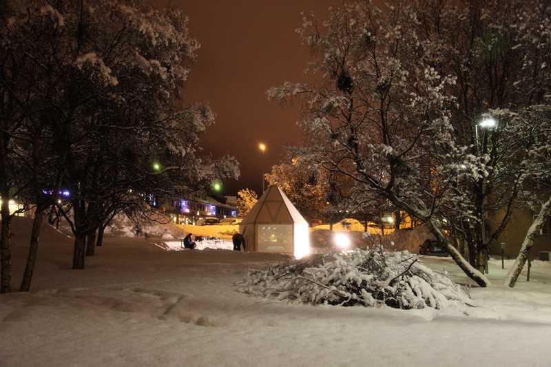 Apichaya Wanthiang, All digressions aside (2016). Installasjonsbilde fra Barents Spektakel in Kirkenes, Norway and Nikel, Russia. Gjengitt med tillatelse fra kunstneren. 