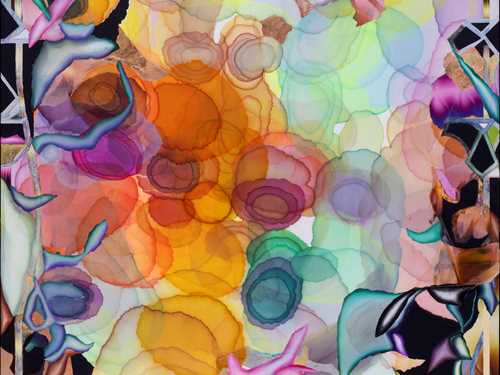 Abstract, colourful painting by Kerstin Brätsch. Foto