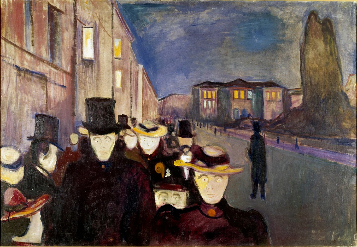 Edvard Munch, Evening on Karl Johan, 1892. Oil on unprimed canvas. 