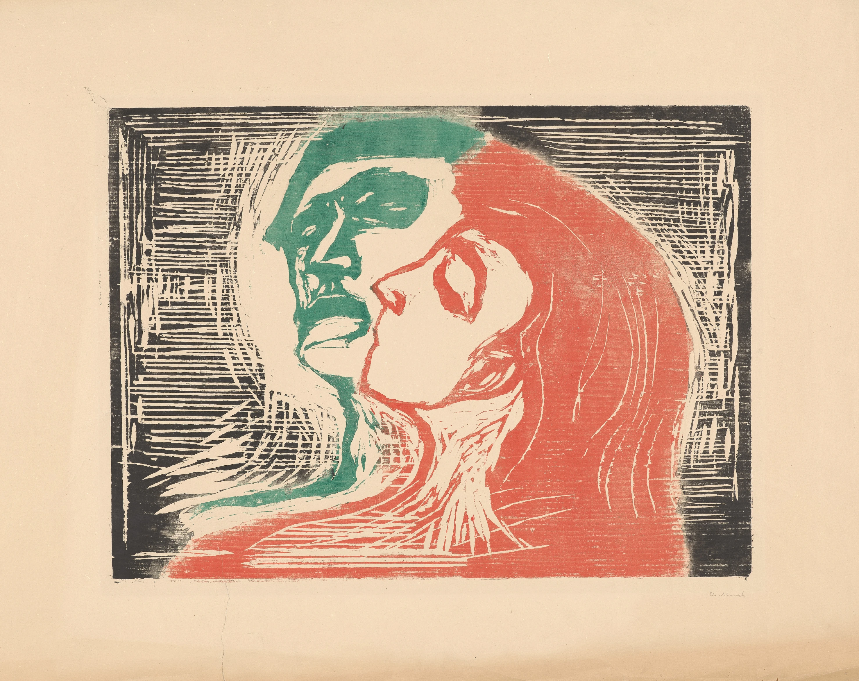 Edvard Munch, Head by Head. Woodcut, 1905. Photo: Munchmuseet.