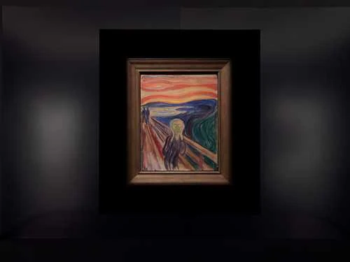 På MUNCH finner du tre versjoner av Edvard Munchs Skrik – et maleri, en tegning og et trykk. En av disse er alltid utstilt. De to andre hviler i mørket. Dette er maleriet, eller temperaen som vi gjerne kaller den. Foto: Munchmuseet